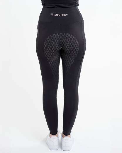 EQUIDRY Water Repellent Leggings Full Seat Women's Black/White