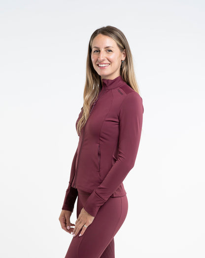 EQUIDRY Women's Water Repellent Zip up Top Plum/Black