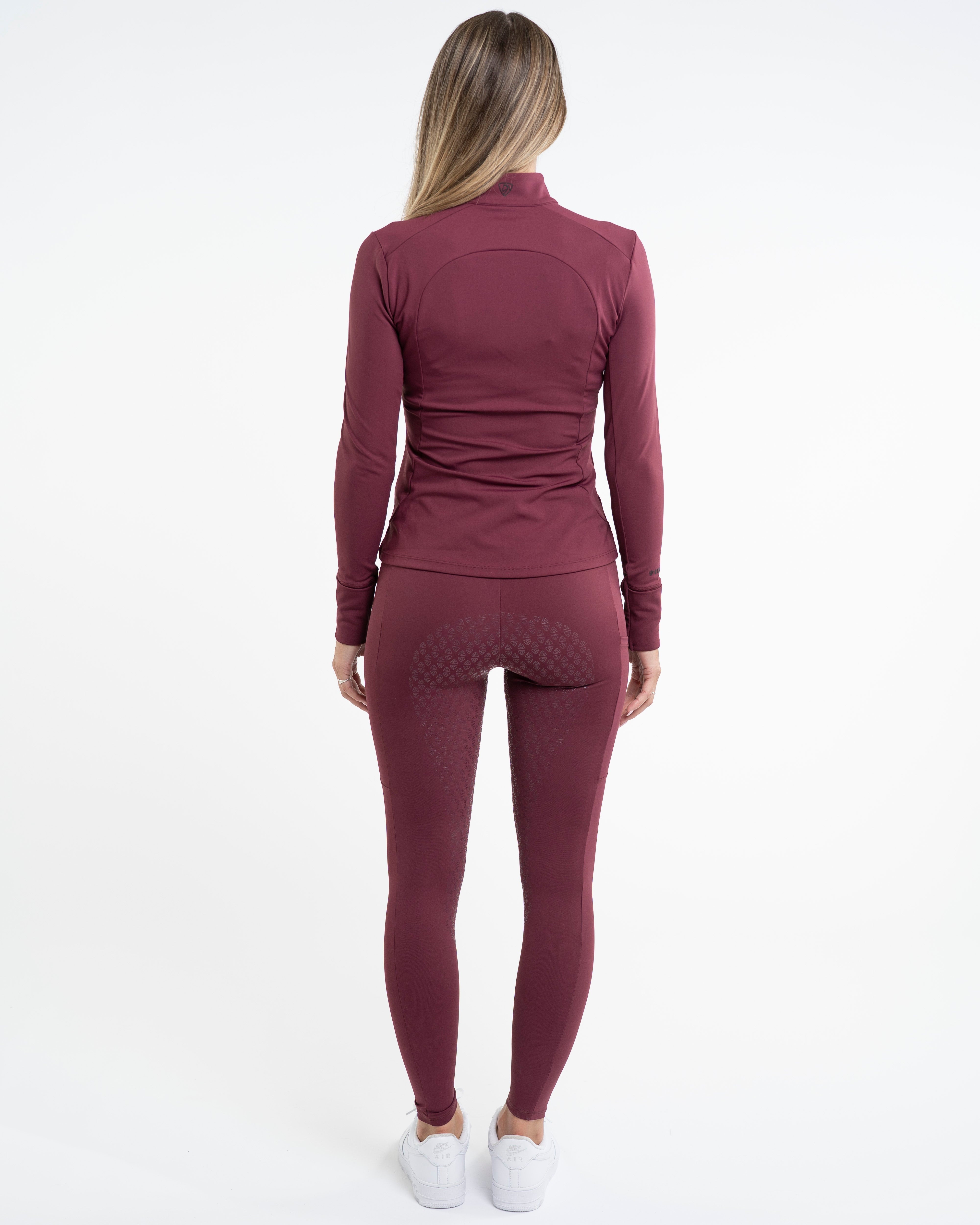 EQUIDRY Water Repellent Leggings Full Seat Women's Plum/Black