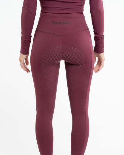 EQUIDRY Water Repellent Leggings Full Seat Women's Plum/Black