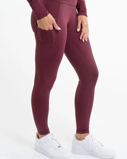 EQUIDRY Water Repellent Leggings Full Seat Children's Plum/Black - Riding Legwear Clothing…