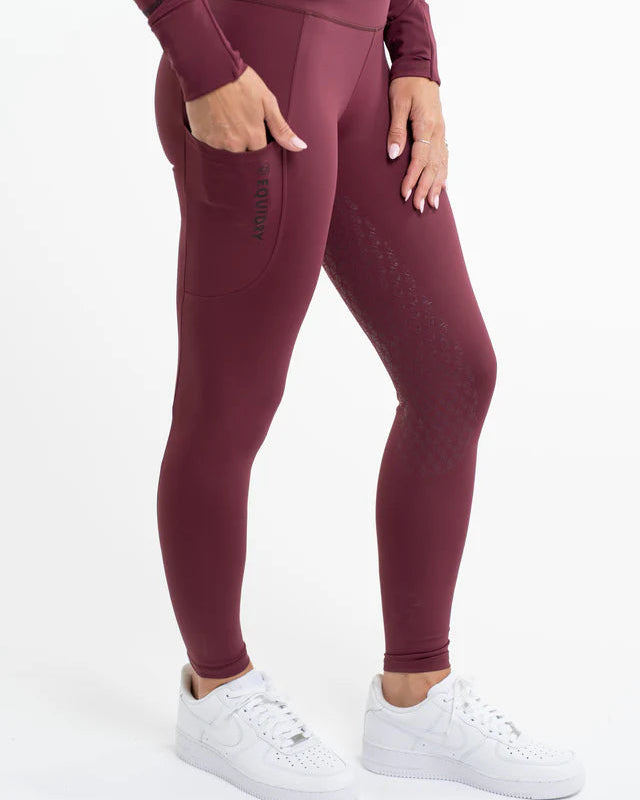 EQUIDRY Water Repellent Leggings Full Seat Children's Plum/Black - Riding Legwear Clothing…