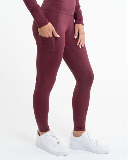 EQUIDRY Water Repellent Leggings Full Seat Women's Plum/Black