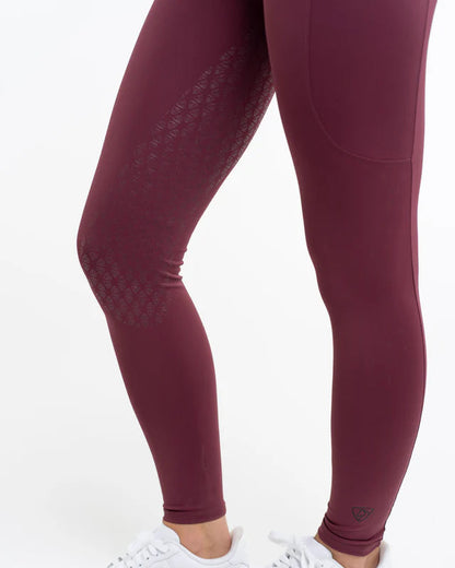 EQUIDRY Water Repellent Leggings Full Seat Children's Plum/Black