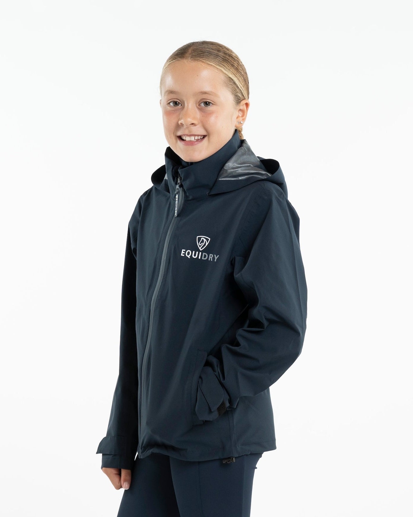 EQUIDRY Nimbus Waterproof Pack Away Jacket Children's Navy