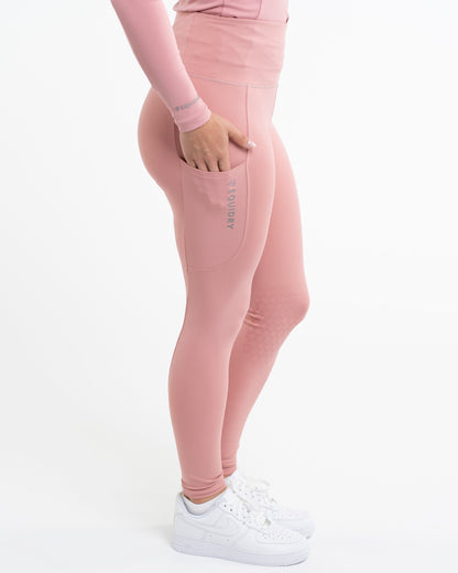 EQUIDRY Water Repellent Leggings Knee Grip Women's Pale Pink/Grey