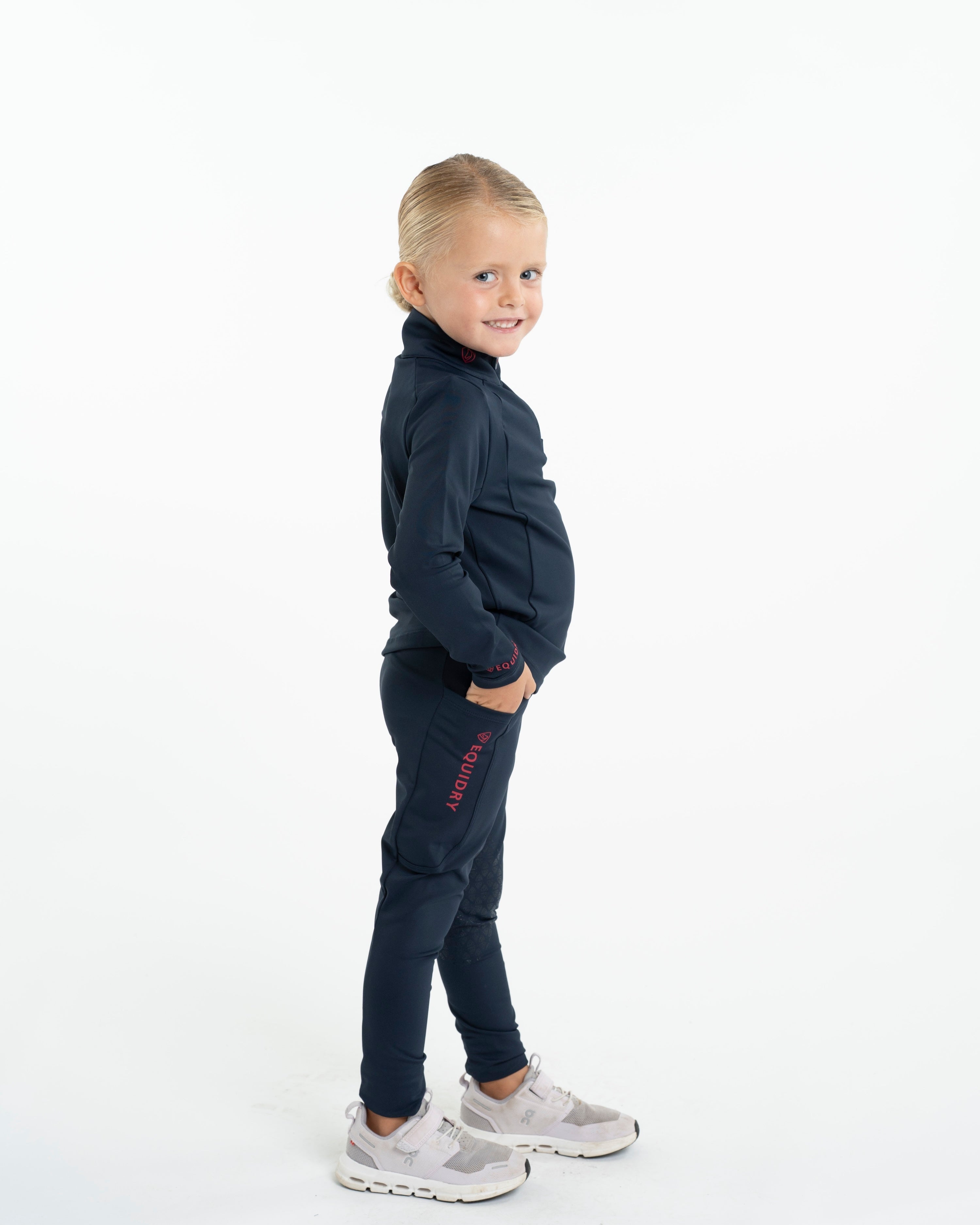 EQUIDRY Children's Water Repellent Base Layer Navy/Raspberry