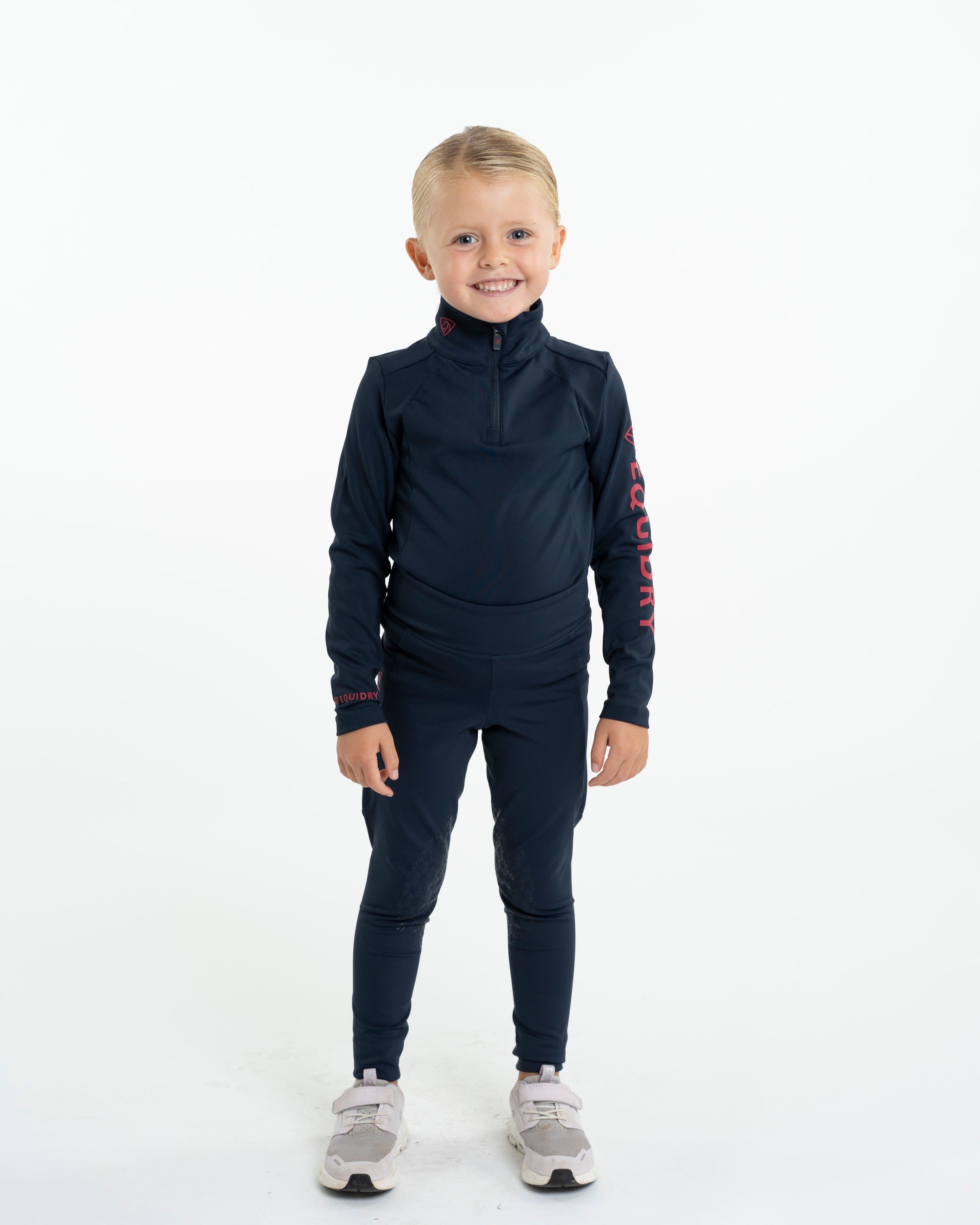 EQUIDRY Children's Water Repellent Base Layer Navy/Raspberry
