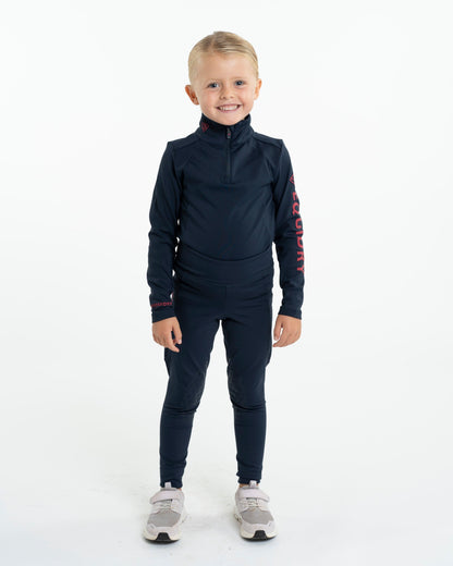 EQUIDRY Water Repellent Leggings Knee Grip Children's Navy/Raspberry