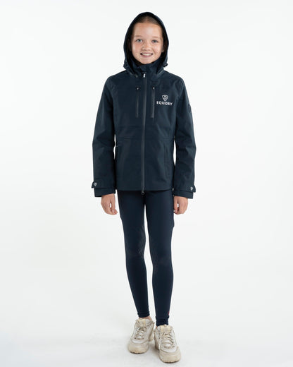 Girl's EQUIDRY Varsha Waterproof Riding Jacket - Navy. Equiflair Equestrian Apparel.