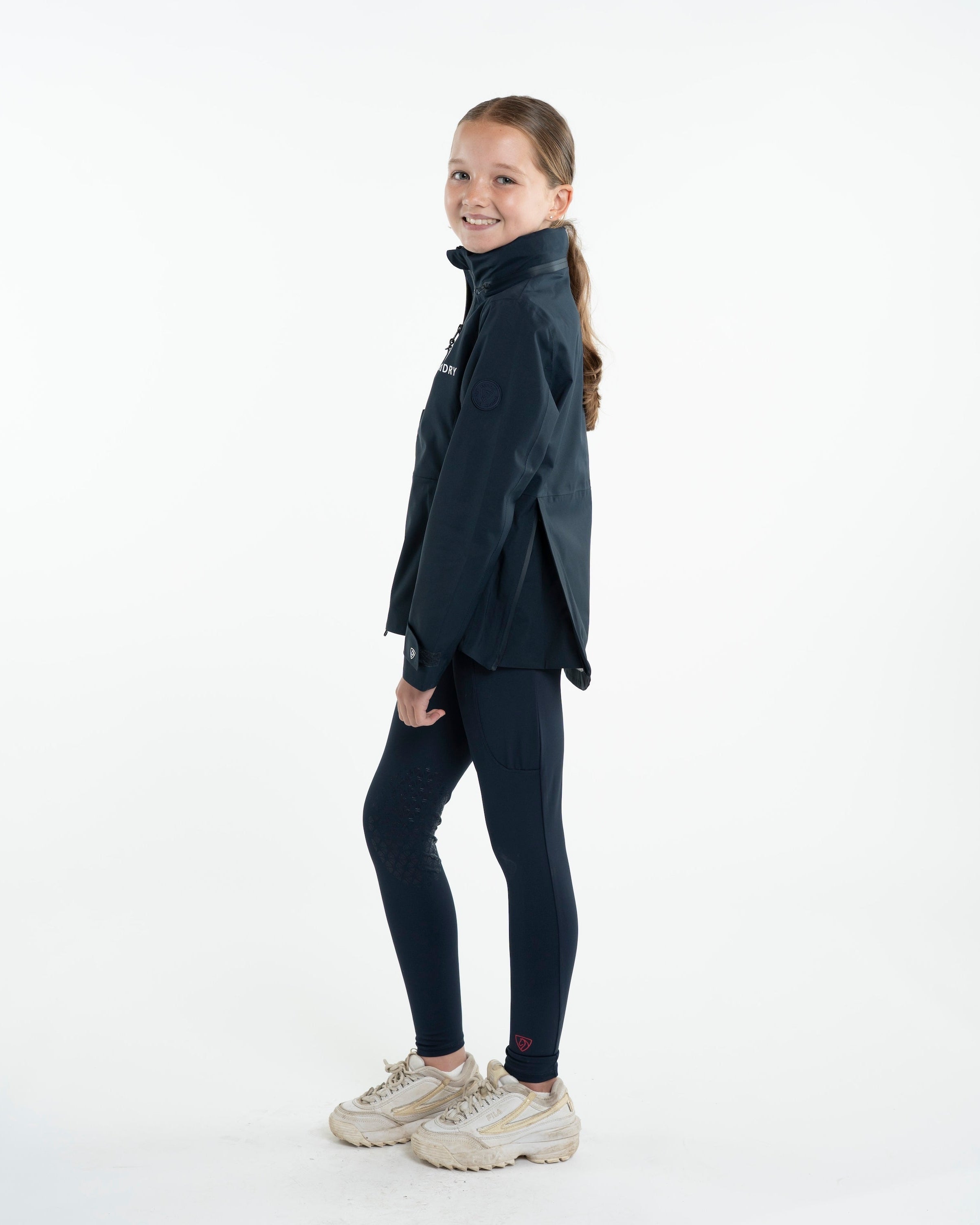 EQUIDRY Girl's Varsha Navy Jacket: Waterproof Riding Jacket for Young Equestrians