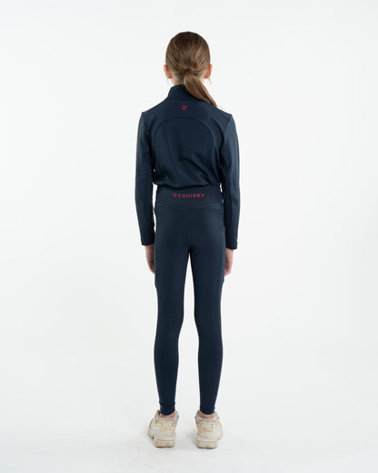 EQUIDRY Water Repellent Leggings Knee Grip Children's Navy/Raspberry
