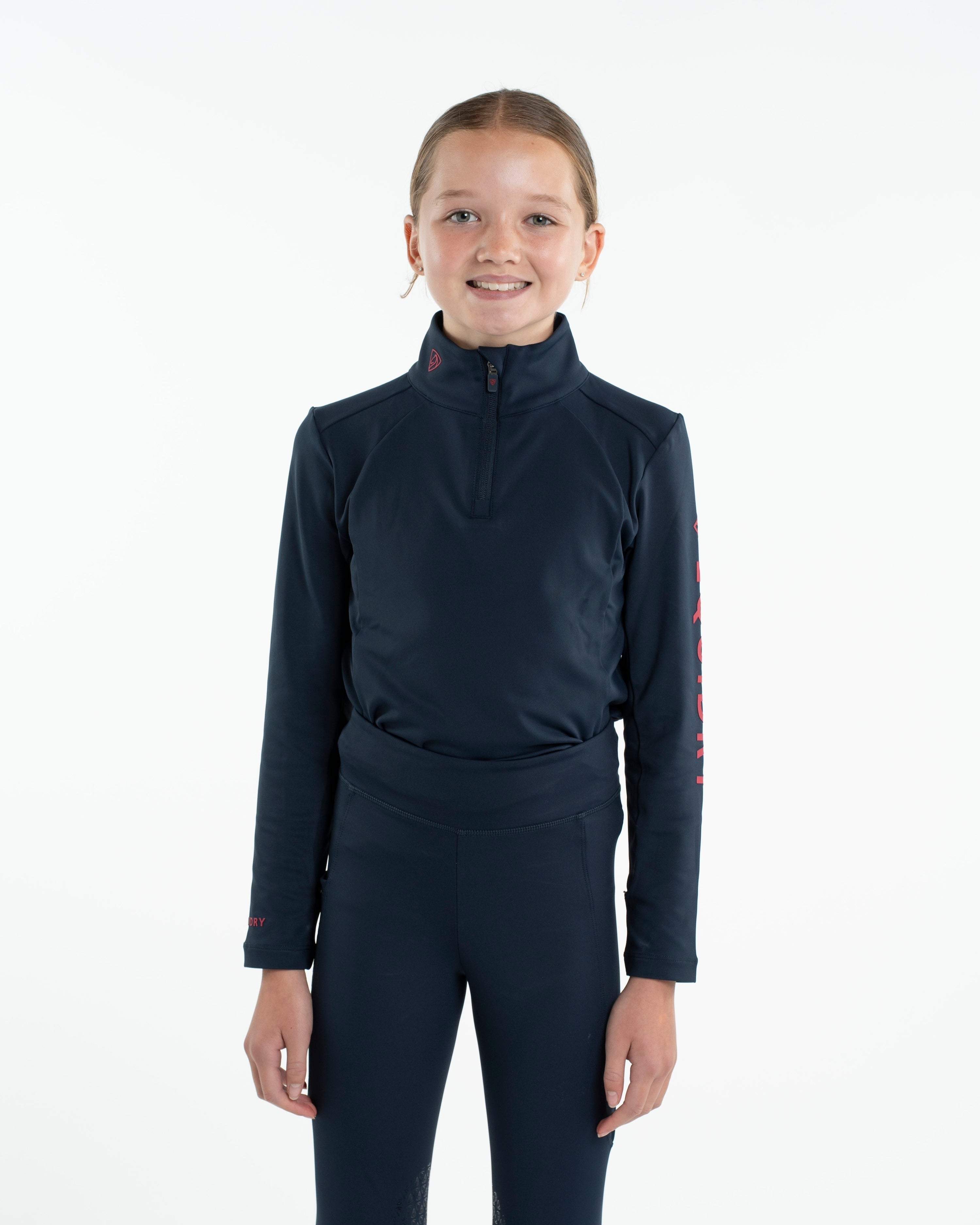 EQUIDRY Children's Water Repellent Base Layer Navy/Raspberry