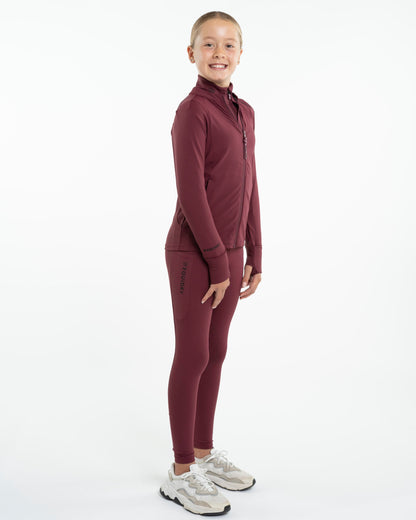 EQUIDRY Children's Water Repellent Plum Zip Top: Activewear for Girls, Riding Apparel