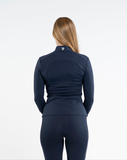 EQUIDRY Women's Water Repellent Zip up Top Navy/White