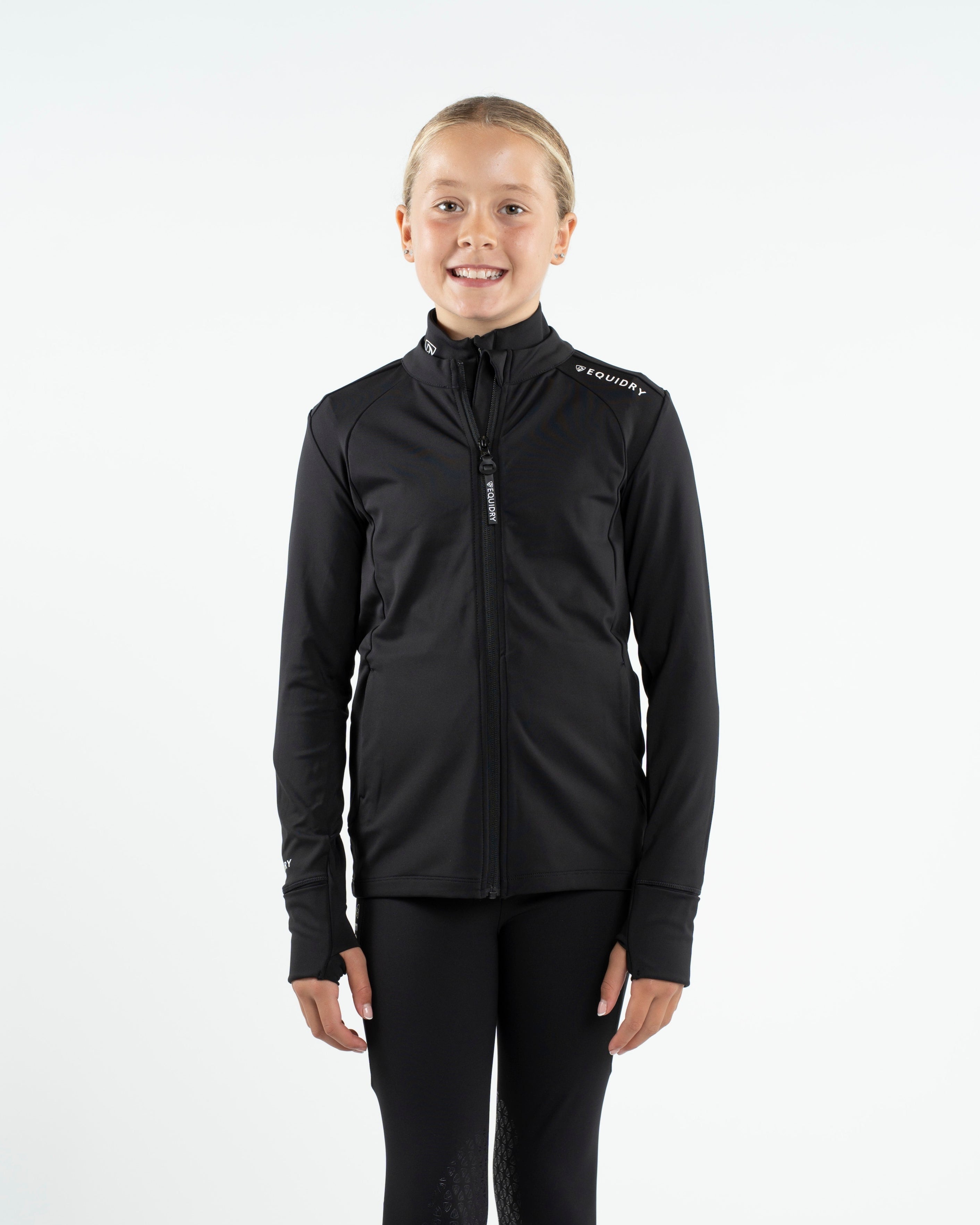 EQUIDRY Children's Water Repellent Zip up Top Black/White