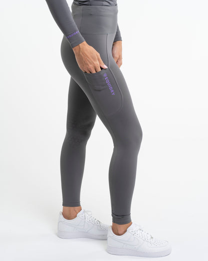 EQUIDRY Water Repellent Leggings Knee Grip Women's Grey/Lilac