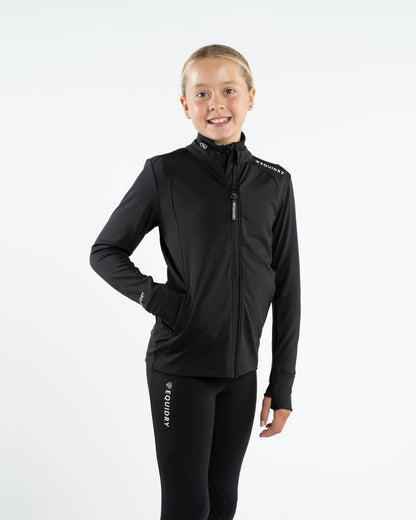 EQUIDRY Children's Water Repellent Zip up Top Black/White