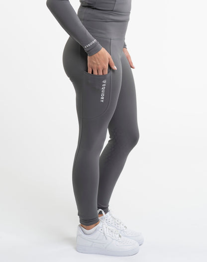 EQUIDRY Water Repellent Leggings Knee Grip Women's Grey/White