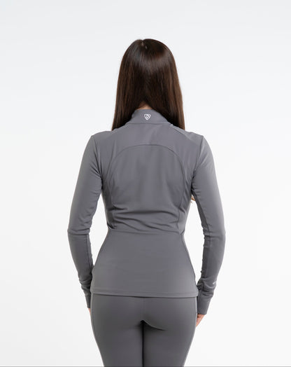 EQUIDRY Women's Water Repellent Zip up Top Grey/White