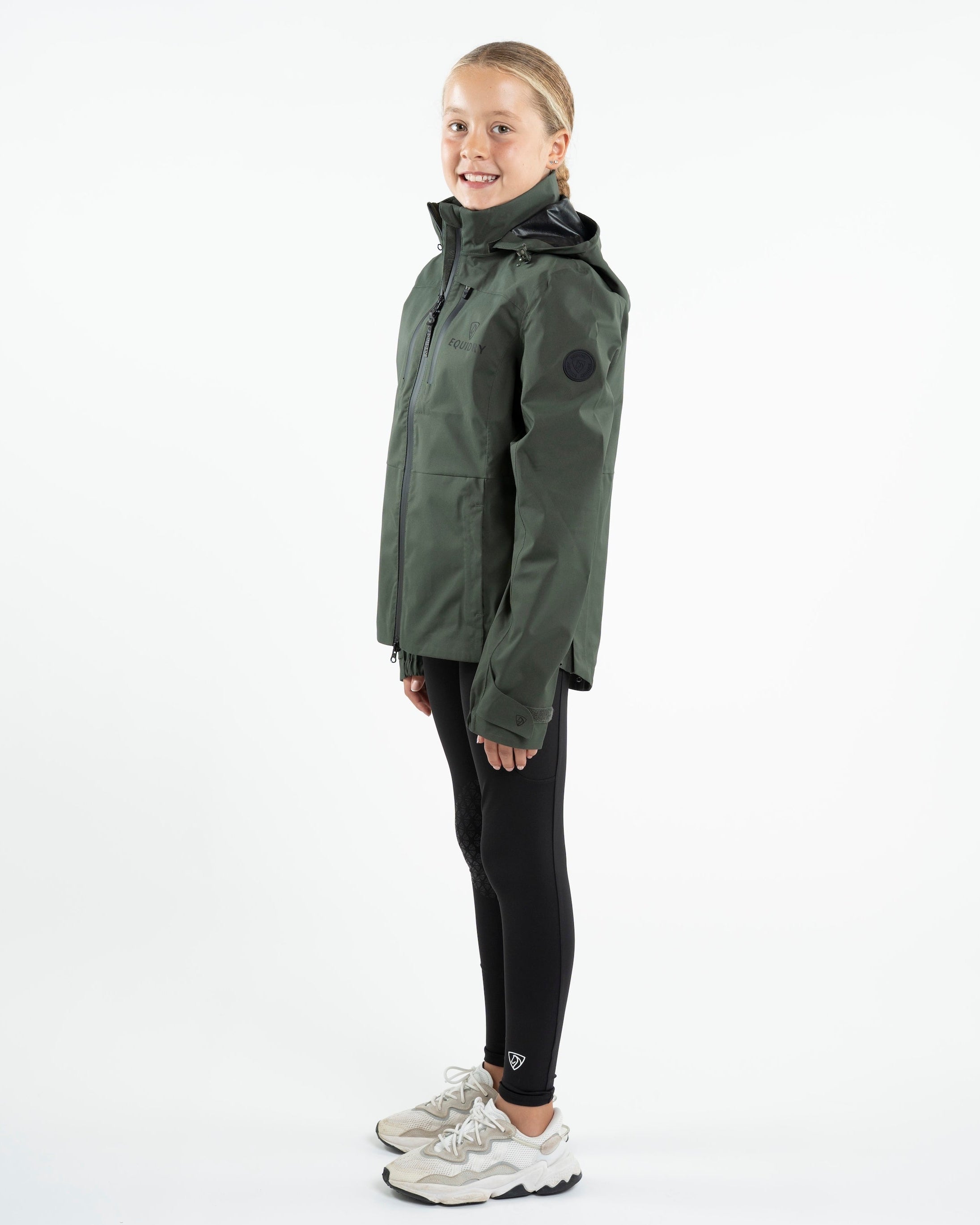 EQUIDRY Varsha Waterproof Riding Jacket Girl's Black Forest Green