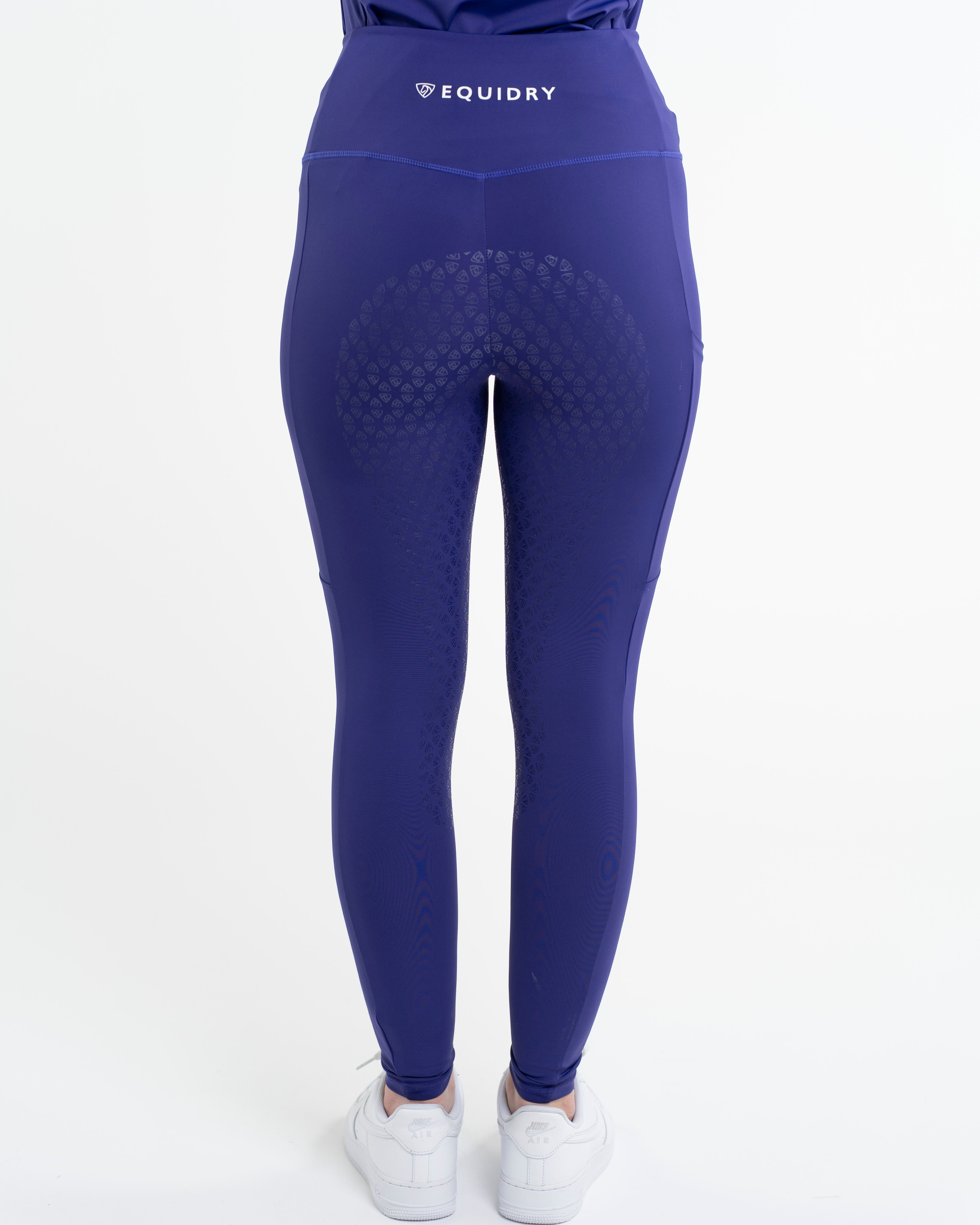 EQUIDRY Children's Purple Full Seat Riding Leggings - Water Repellent Kids Equestrian Tights