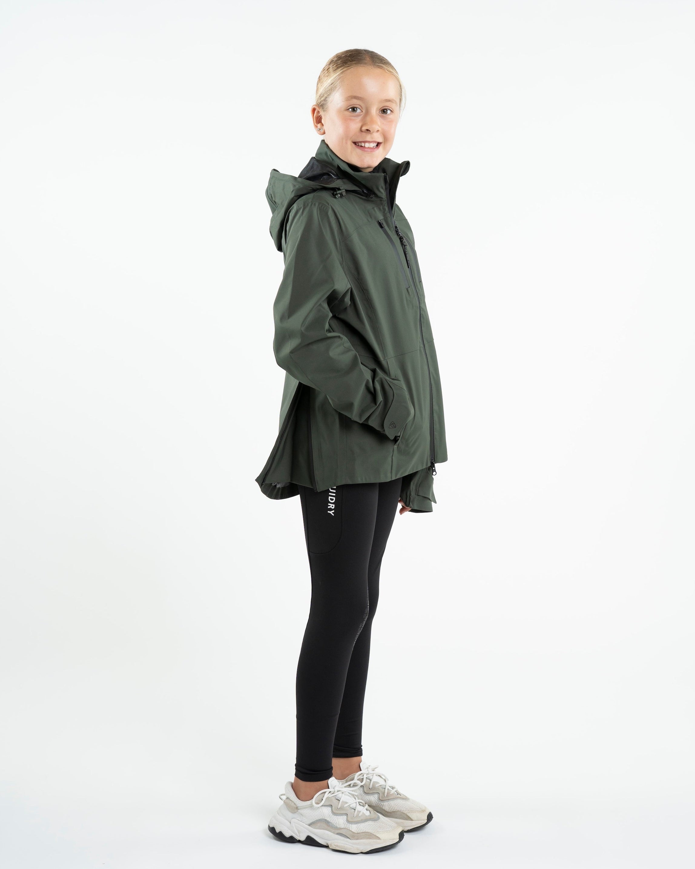 EQUIDRY Varsha Waterproof Riding Jacket Girl's Black Forest Green