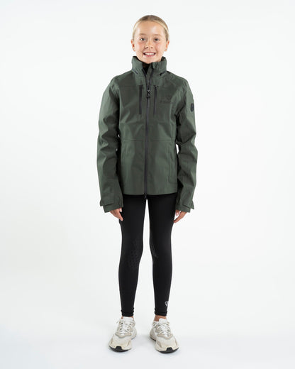 EQUIDRY Varsha Waterproof Riding Jacket Girl's Black Forest Green