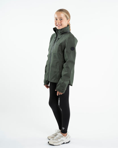 EQUIDRY Varsha Waterproof Riding Jacket Girl's Black Forest Green
