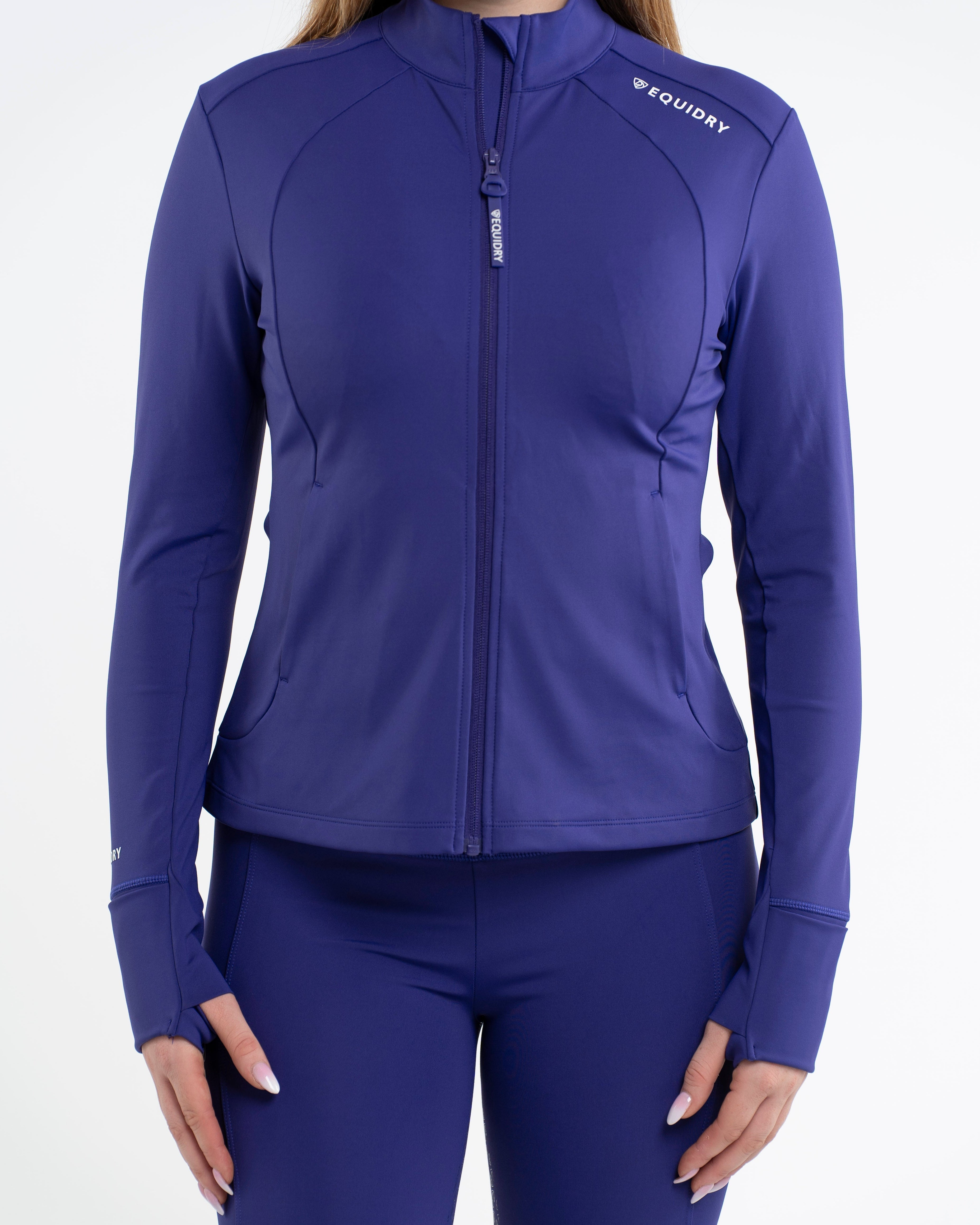 EQUIDRY Women's Water Repellent Zip up Top Purple/White