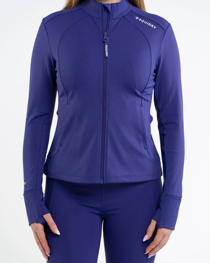 EQUIDRY Women's Water Repellent Zip up Top Purple/White