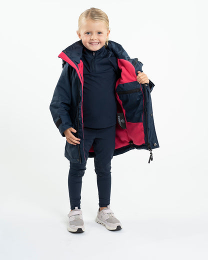 EQUIDRY Shortie Children's Thin Fleece Navy/Raspberry
