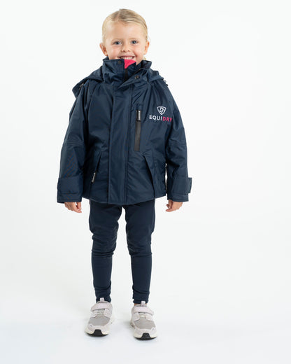 EQUIDRY Shortie Children's Thin Fleece Navy/Raspberry