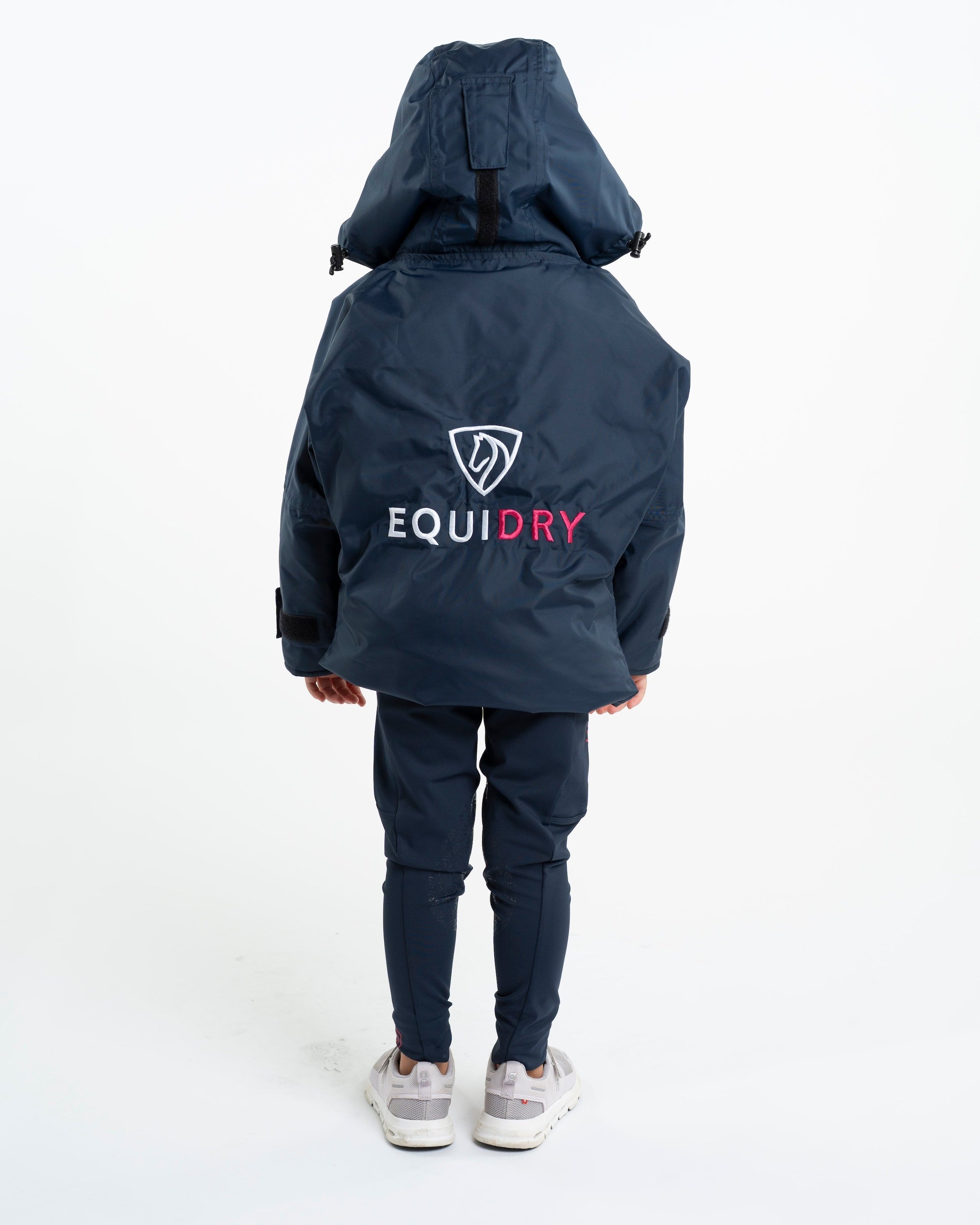 EQUIDRY Shortie Children's Thin Fleece Navy/Raspberry