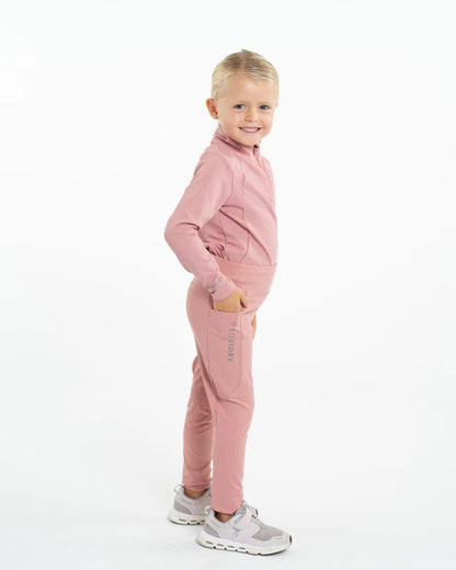 EQUIDRY Water Repellent Leggings Children's Pale Pink/Grey, Riding Apparel for Kids, Equestrian Clothing