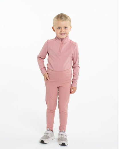EQUIDRY Water Repellent Riding Leggings for Girls - Pink & Grey - Silicone Grip, Phone Pocket, Equestrian Apparel - 11-12…