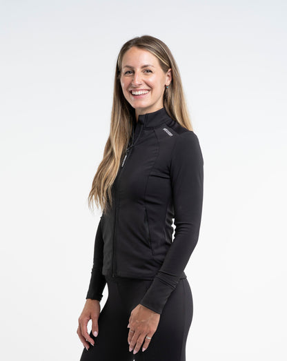 EQUIDRY Women's Water Repellent Zip up Top Black/White