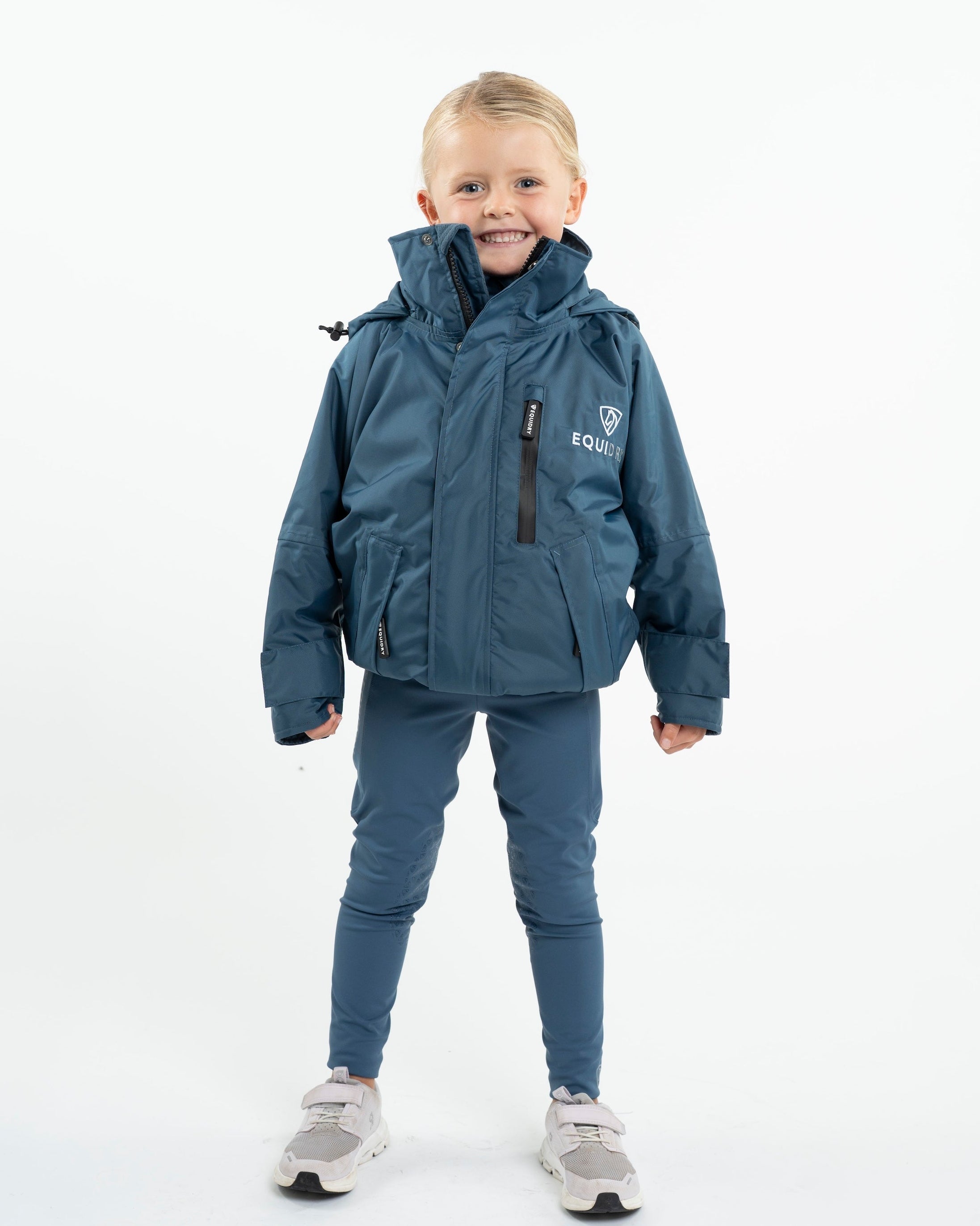 EQUIDRY Shortie Children's Thin Fleece Steel Blue/Blue