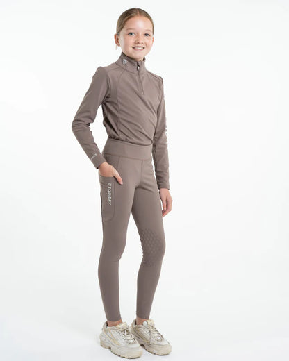 EQUIDRY Children's Mocha Riding Leggings - Water Repellent Equestrian Apparel for Kids by Equiflair - 13-14 years