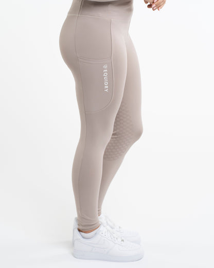 EQUIDRY Water Repellent Leggings Full Seat Women's Sand/White