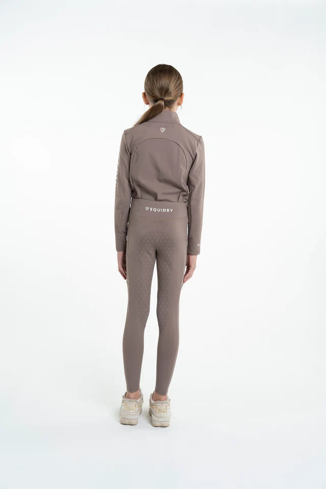 EQUIDRY Children's Water-Repellent Leggings in Mocha. Premium Equestrian Riding Apparel for Kids. Shop Now! - 9-10 years