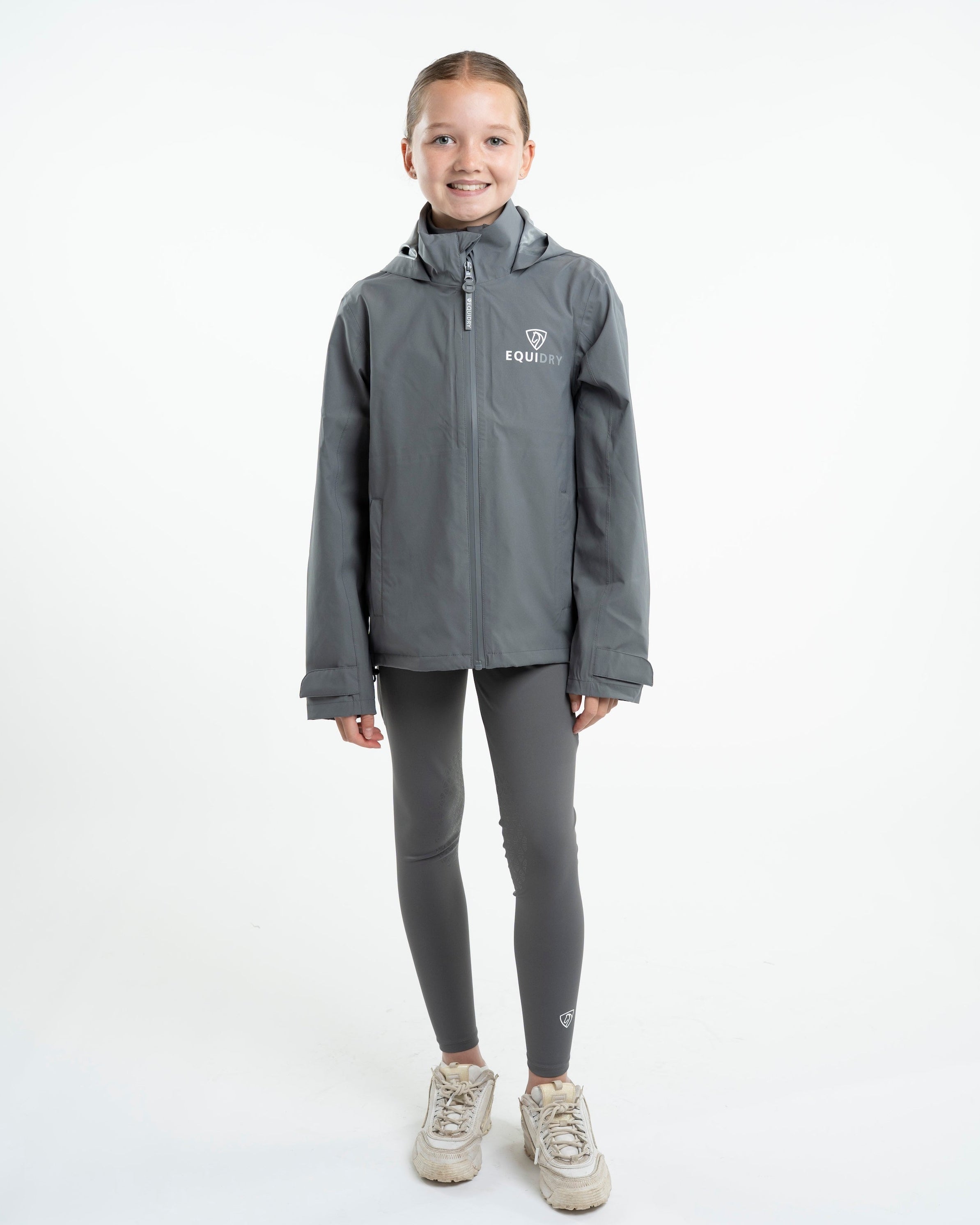 EQUIDRY Nimbus Waterproof Pack Away Jacket Children's Grey