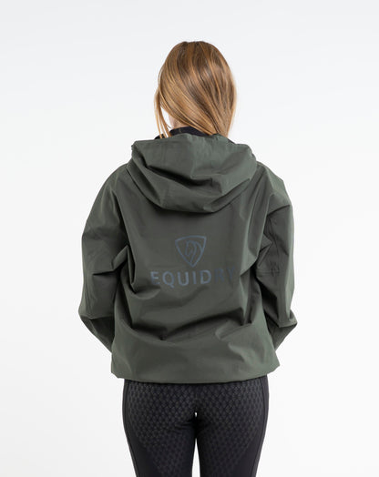 EQUIDRY Women's Storm Smock - Black Forest Green Waterproof Hoodie for Riding & Outdoor Activities. Practical and Stylish Rain Gear.
