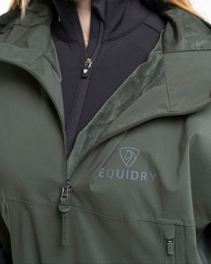 Equidry Women's Storm Smock Black Forest Green - Waterproof Hoodie Jacket