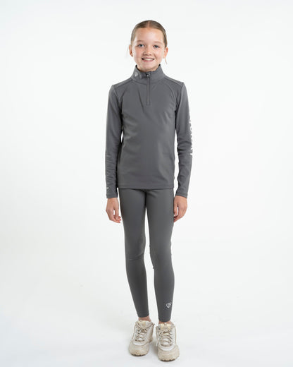 EQUIDRY Water Repellent Leggings Knee Grip Children's Grey/White