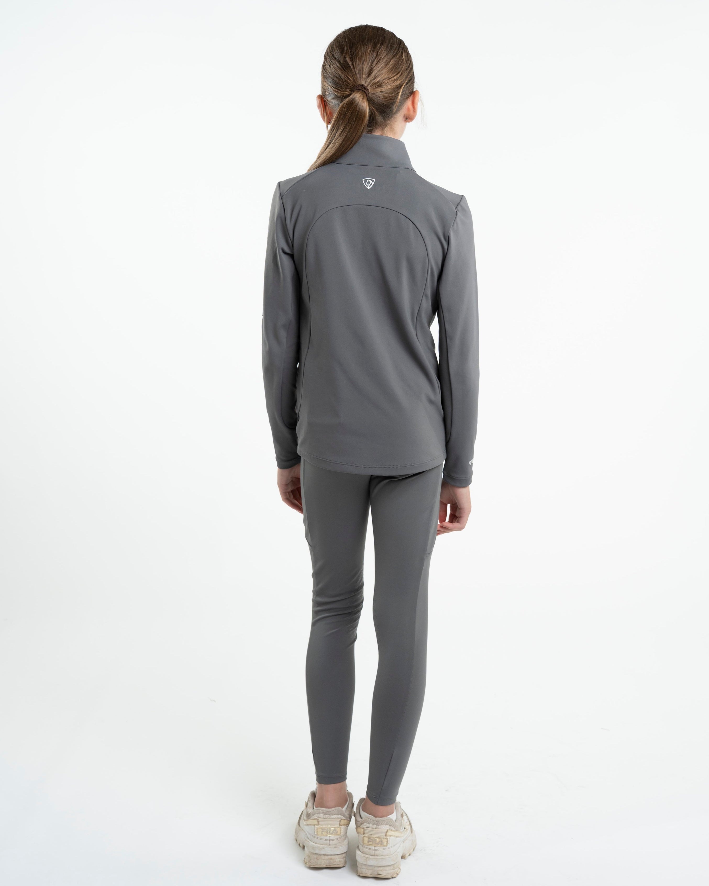 EQUIDRY Water Repellent Leggings Knee Grip Children's Grey/White