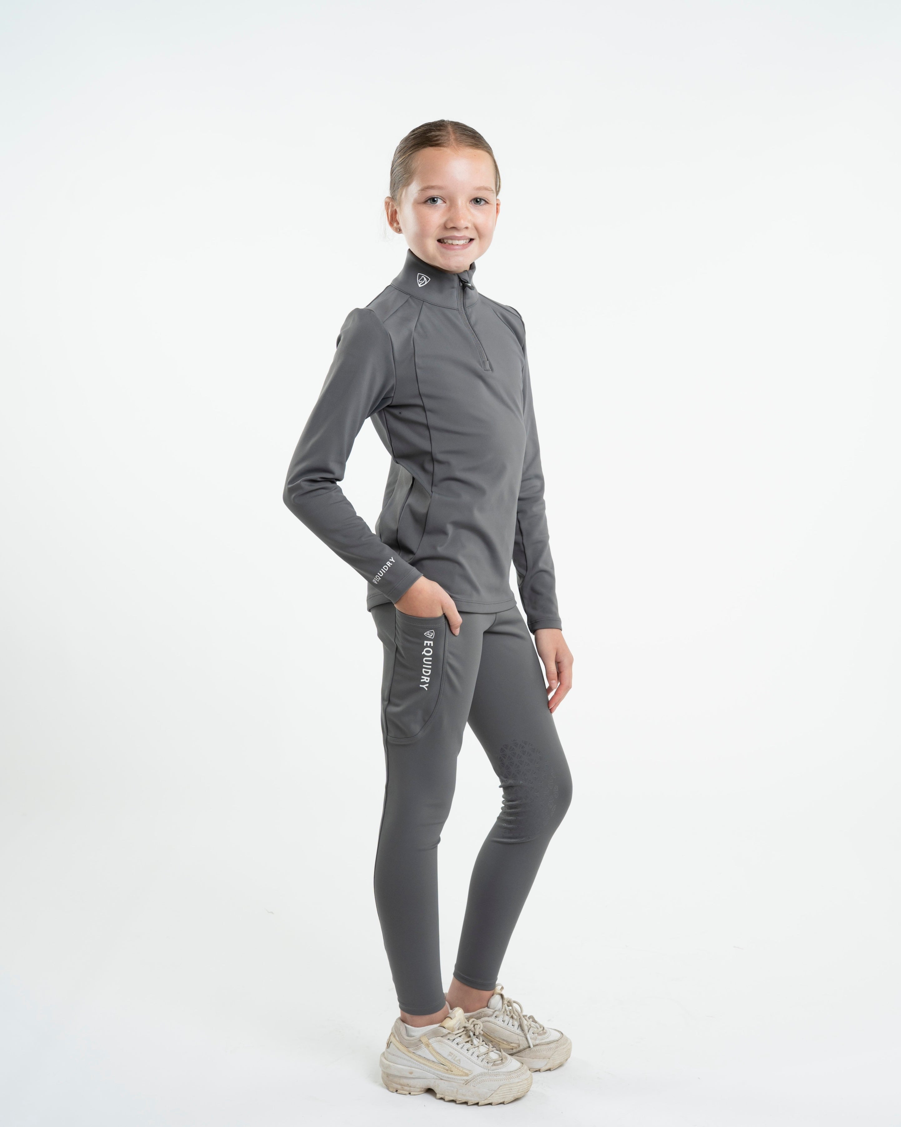 EQUIDRY Children's Water Repellent Base Layer Grey/White