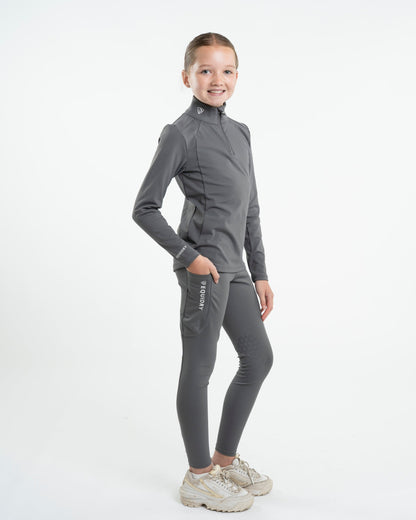 EQUIDRY Water Repellent Leggings Knee Grip Children's Grey/White