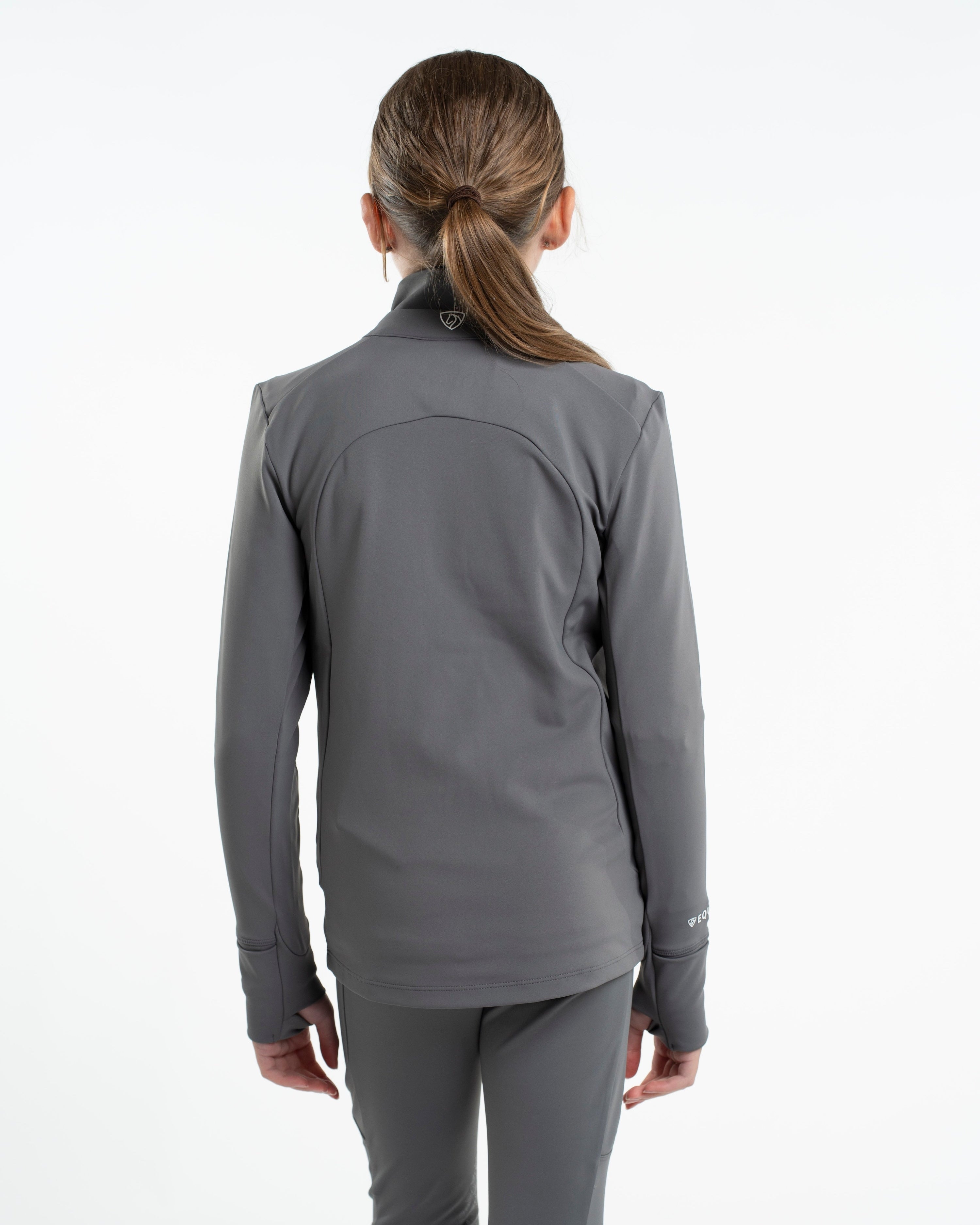 EQUIDRY kids grey water-repellent jacket, child's riding jacket, outdoor sportswear.