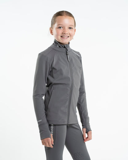 EQUIDRY Children's Grey Water Repellent Zip Up Riding Top. Kids Equestrian Apparel by Equiflair.